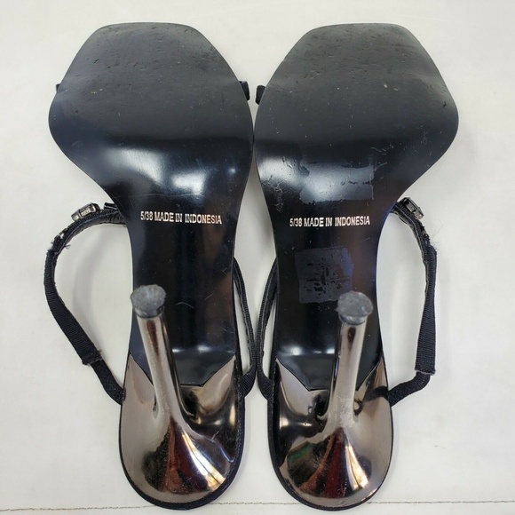 River Island Black Strappy Open Toe Rhinestone 7 - Picture 8 of 11